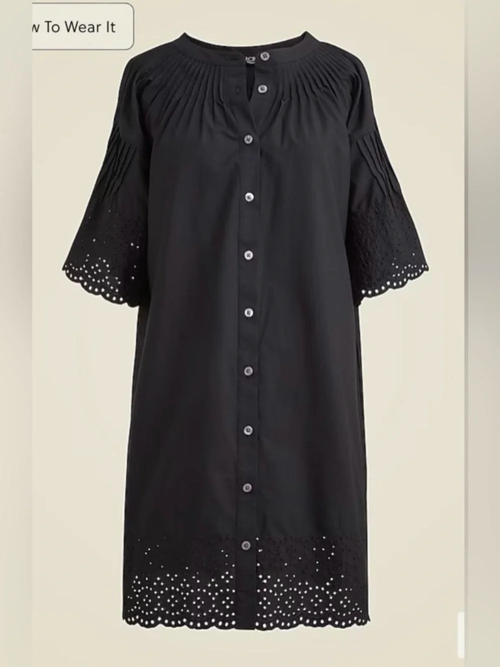 J. Crew Jolie Dress in Eyelet Cotton Poplin in Black